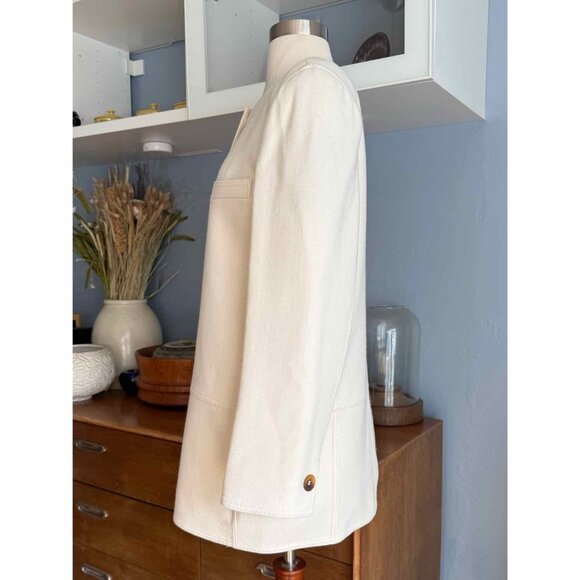 Vintage 80’s Louis Feraud 2 Pc Ivory Wool Jacket & Skirt Suit Size 10 - Picture 6 of 10